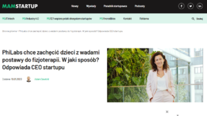 PhiLabs chce zachęcić dzieci z wadami postawy do fizjoterapii. W jaki sposób? Odpowiada CEO startupu