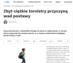 Zbyt ciężkie tornistry przyczyną wad postawy